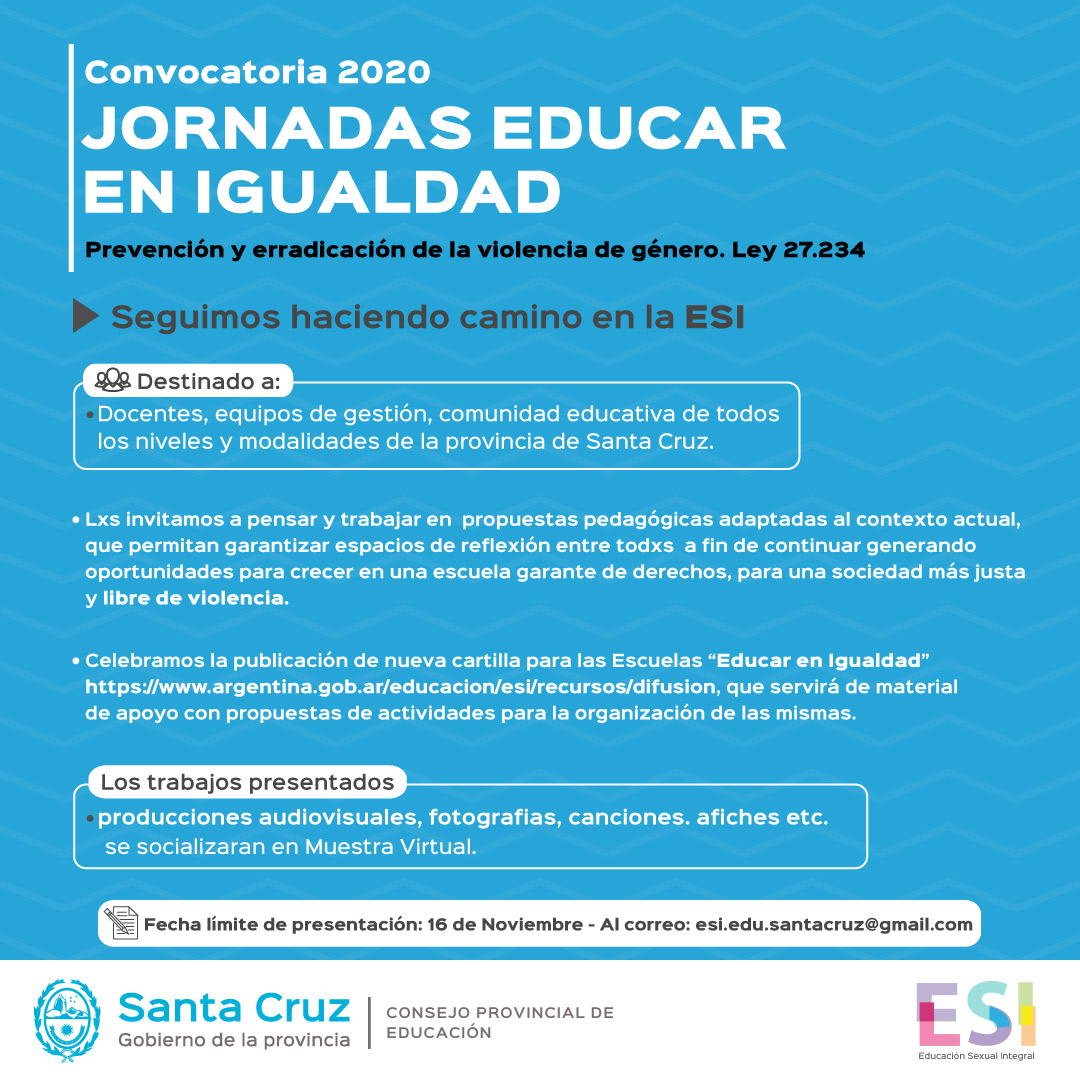 Convocatoria 2020: Jornadas Educar En Igualdad – Dirección Provincial ...